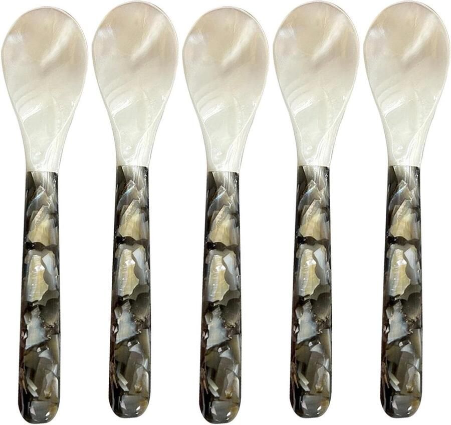 Kaviaarlepels Set Schelp lepels Gastronomische ervaringen Handgemaakt parelmoer 5 stuks 13cm Natuurlijke schelpkleur