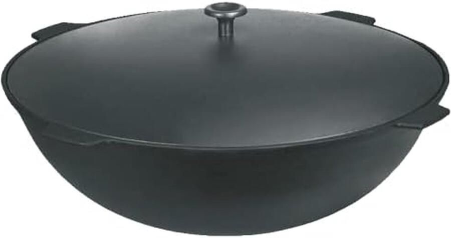 Kazan Gietijzer Oosterse Wok Pan Buiten Koken Originele Tatarskij Ontwerp 40 cm Diameter Zwart