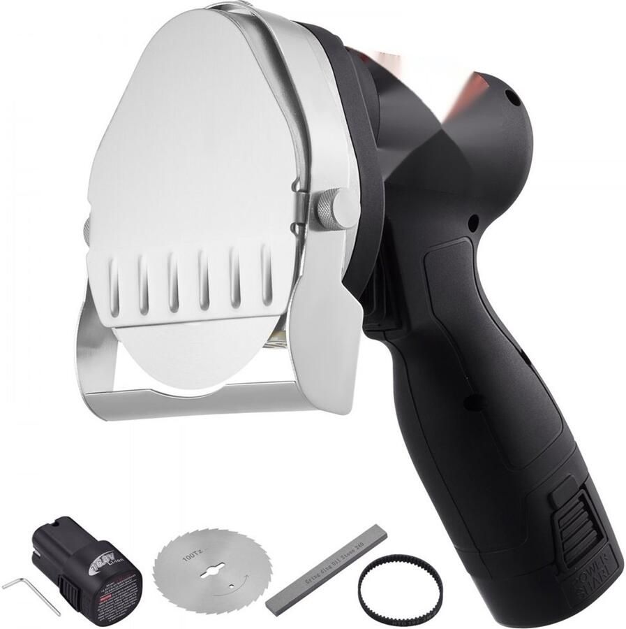 Kebab- Dönermes Elektrische Snijder Draadloos 80 W 0–8 mm Verstelbare Dikte 100 mm Messen Professioneel Zwart