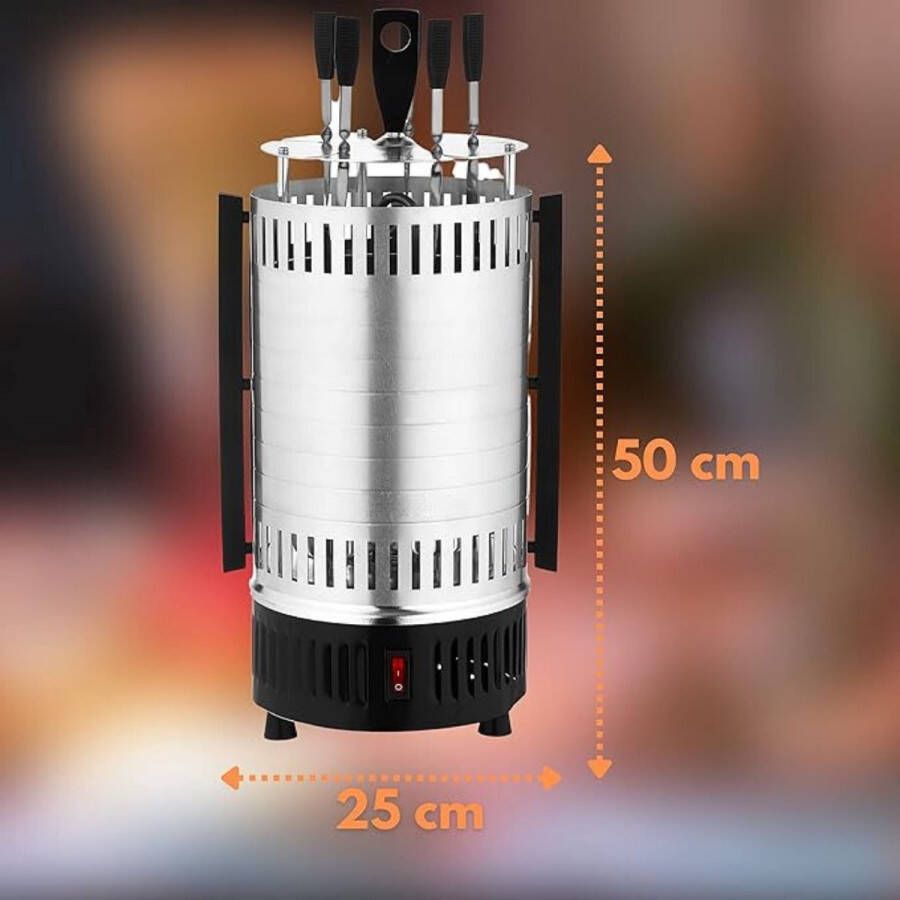 Kebab Grill – Verticale Grill Inclusief 5 Kebab Spiezen – Donorgrill Met Opvangbakjes – Shoarmagrill Kebabgrill Grill Apparaat Inclusief Aluminium Body – Zwart