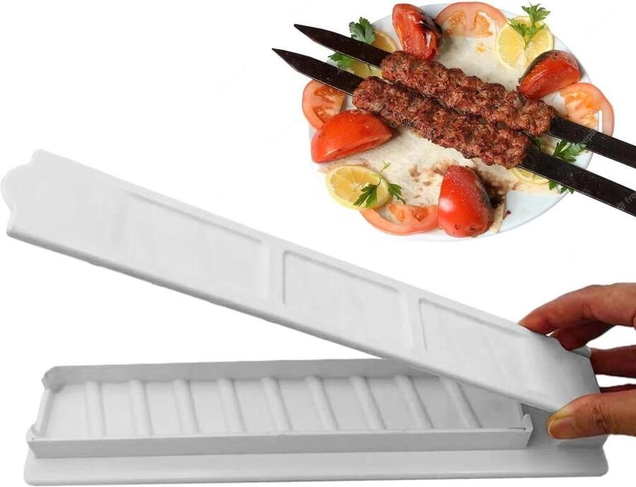 Kebab Maker Sjasliek Vorm Grillen en Picknicken Betrouwbaar Materiaal 30 x 7 cm Wit