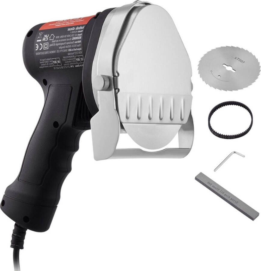 Vevor Kebab Mes Doner Mes Elektrisch Kebab Snijder 0-8mm 80W 2 Messen Zwart Vlees Snijmachine