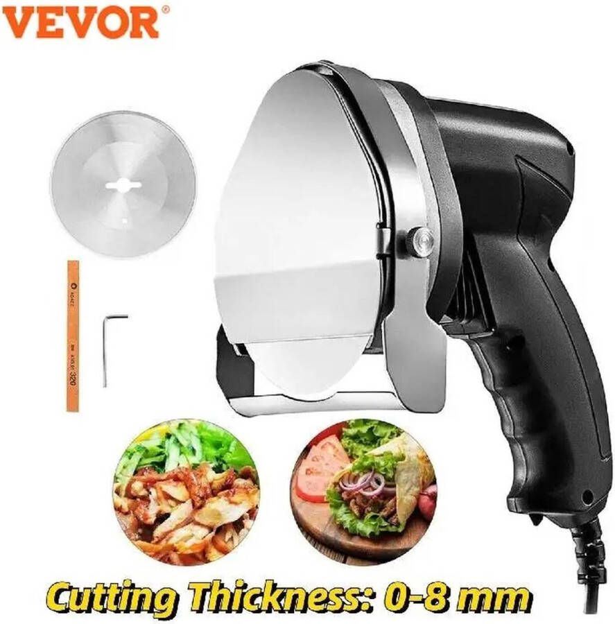 Kebab Slicer Doner Mes Snijmachine 0-8Mm Draadloos 2 Accu's Oplader