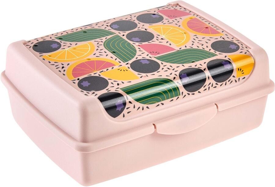 Keeeper carla Handige lunchbox 1 l mini 17 x 13 x 7 cm broodtrommel snackdoos ontwerp: modern fruit roze (nordic pink)