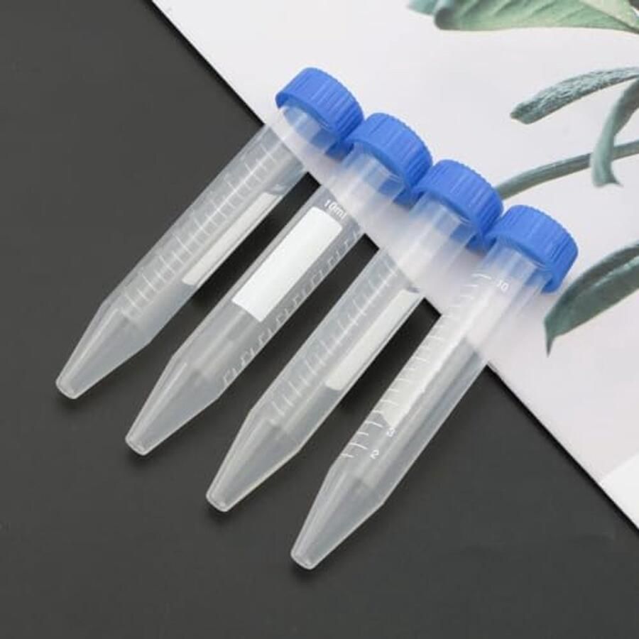 Kegel Centrifugebuisjes 10 ml 20 Stuks Kunststof Monsterhouder met Blauwe Schroefsluiting