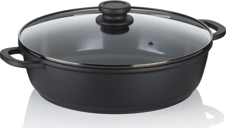 Kela ATURA Slowcooker 32 cm hoge rand inductiekookpan met deksel 5 l gegoten aluminium keramische coating paellapan PFAS-vrij