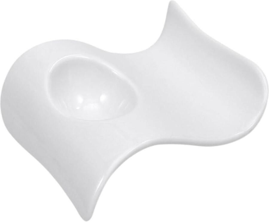 Keramiek Eierdop Houder Eierhouder Schaal Ontbijt Serveren Krasbestendig Porselein 13.5x8x3.5cm Wit