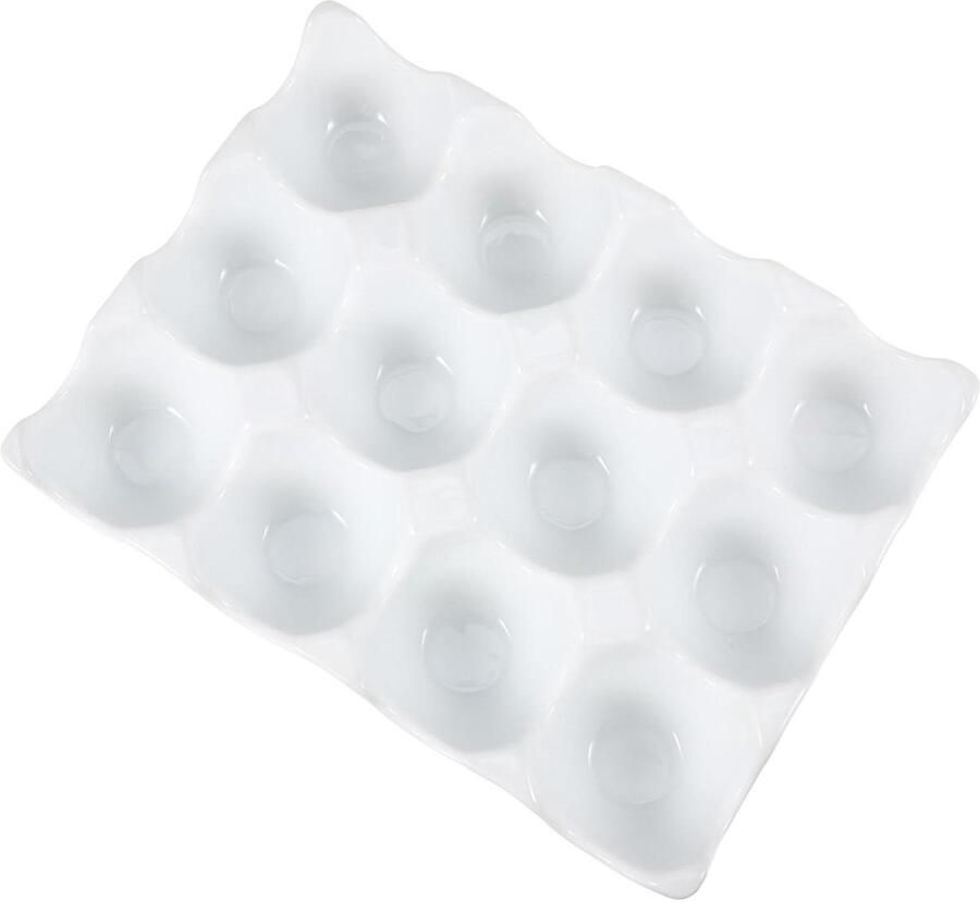 Keramiek Eierrekje Eierhouder Bakje Keuken Organiseren Stapelbaar Ontwerp 20 cm Wit