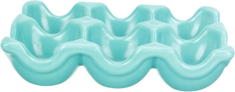 Keramiek Eierrekje Eierhouder Koelkast Eieren Opbergen 6 Eieren Plat 145 x 95 x 32 cm Groen