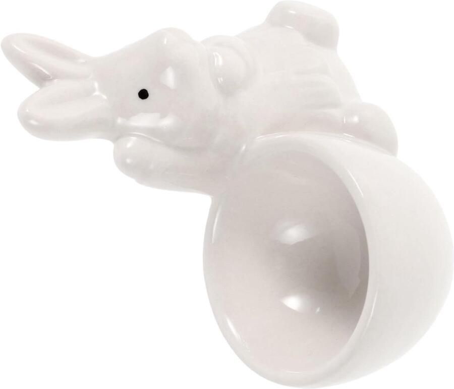 Keramiek Konijn Eierdopje Bunny Figuur Ontbijt Tafeldecoratie Charmante Vormgeving 8.2 x 7.3 x 4 cm Wit