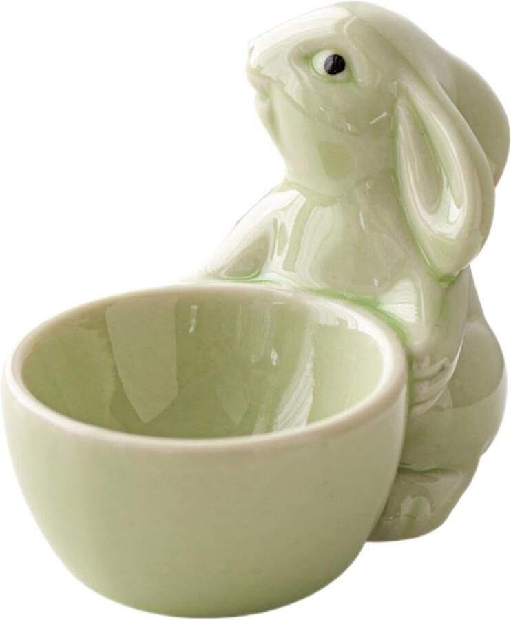 Keramisch Eierdopje Eierhouder Ontbijt Serveren Stabiel Design 335 Inch Groen