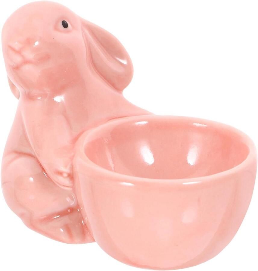 Keramisch Eierdopje Konijn Eierhouder Paasdecoratie Keuken Veelzijdig Ontwerp 8.50X7.00X5.00CM Roze