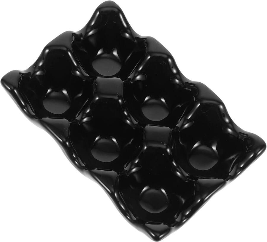 Keramisch Eierrekje Eierhouder Display Keuken Organisatie Multifunctioneel Design 14.5X9.8X3.2CM Zwart