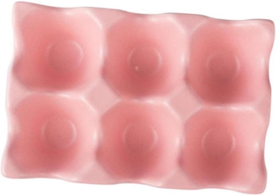 Keramisch Eierrekje Eierhouder Koelkast Keuken Opbergen Antislip Bodem 6 Eieren Roze