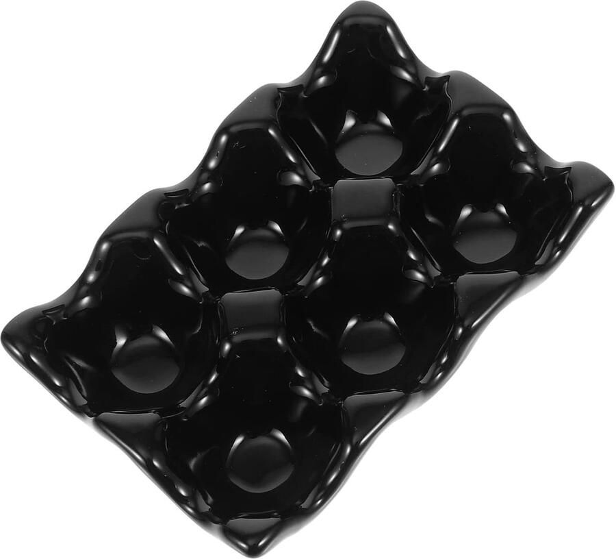 Keramisch Eierrekje Eierhouder Opslag Keuken Organisatie Stijlvol Modern Design 14.5 x 9.8 cm Zwart