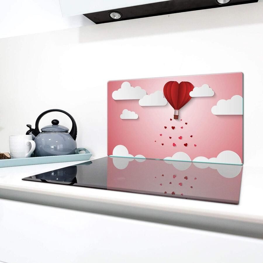 Keramische afdekking Fornuis bescherming Extra werkruimte Gehard glas 90x52 cm Love Pink
