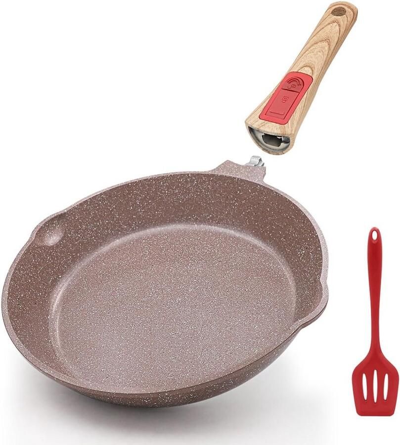 Keramische Anti-aanbak Braadpan 25cm Gietijzer met Afneembare Greep Geschikt voor Fornuis en Oven