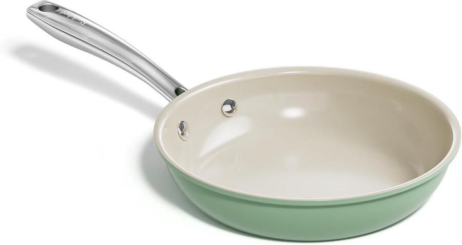 Keramische Anti-aanbakpan 20 cm Inductie Ovenbestendig tot 250°C PFAS-vrij PFOA-vrij PTFE-vrij Roestvrijstalen Handgreep Groen