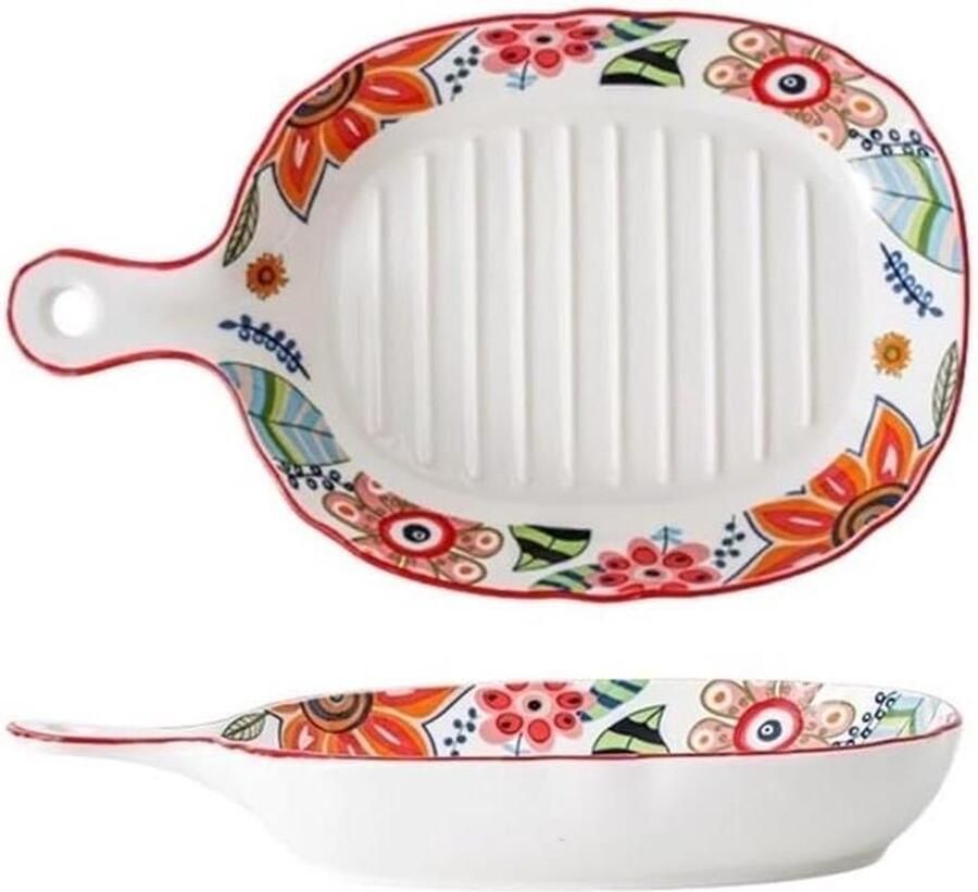 Keramische Bakplaat Lasagne Schaal Pizzabakplaat Koken en Serveren Gelijkmatige Warmteverdeling 24.4x15x3.5 cm One Color