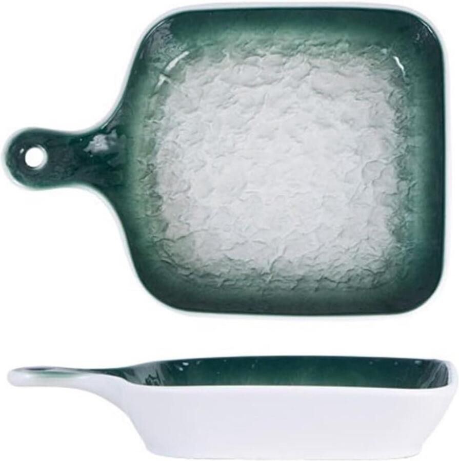 Keramische Bakplaat Ovenschaal Gebak Maken Met Handvat 23x16.5cm Groen