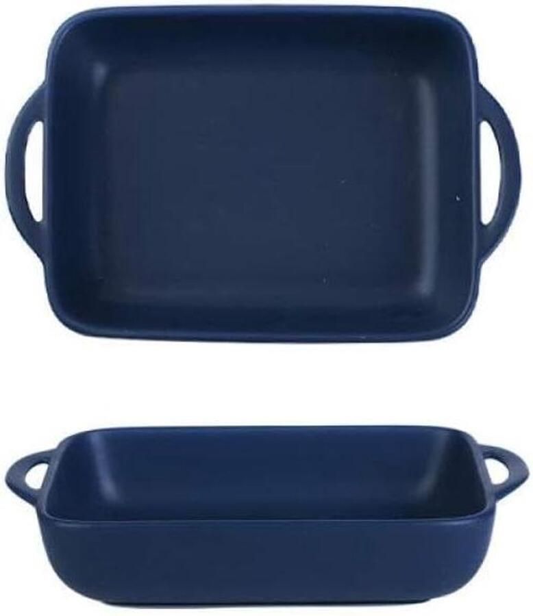 Keramische Bakplaat Ovenschaal Kom Kaas Bakken Hoge Temperatuur Rechthoekig Ink-blauw