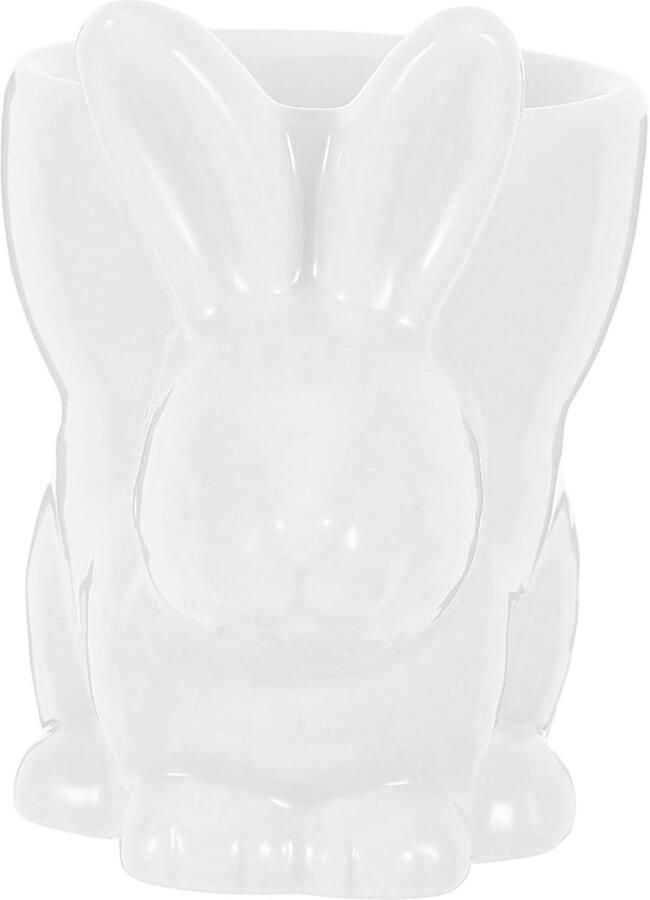 Keramische Bekerhouder Eierhouder Mok Ontbijt Decoratie Leuke Bunny Vorm 7.2 x 6.8 x 5.1 cm Wit