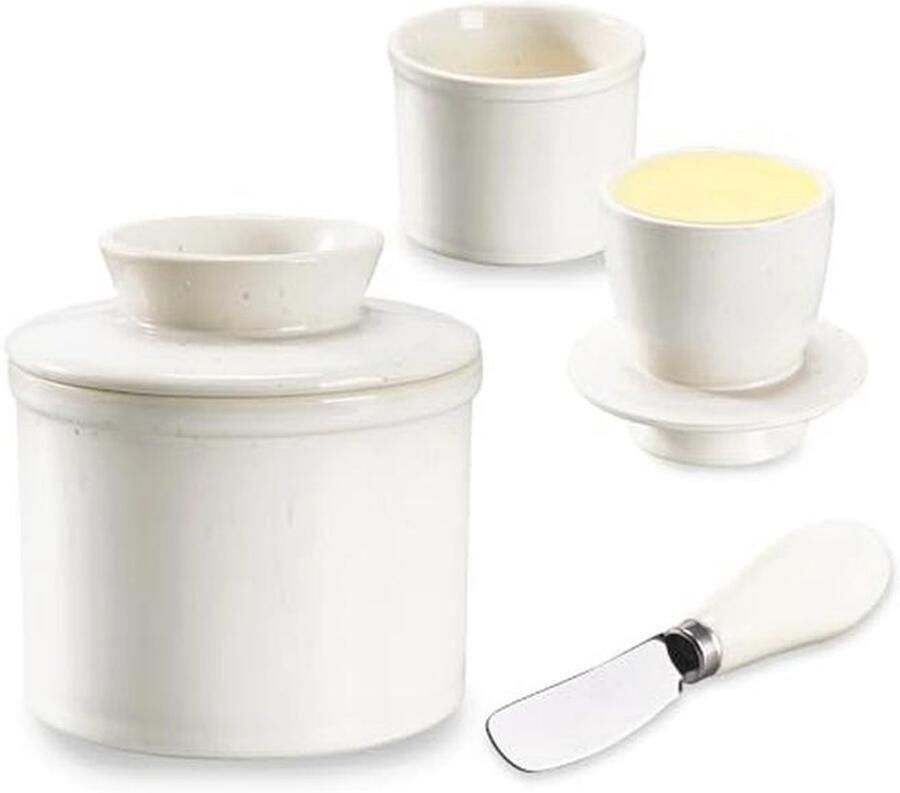 Keramische botervloot met deksel en botermes Watergekoeld design voor verse smeerbare boter