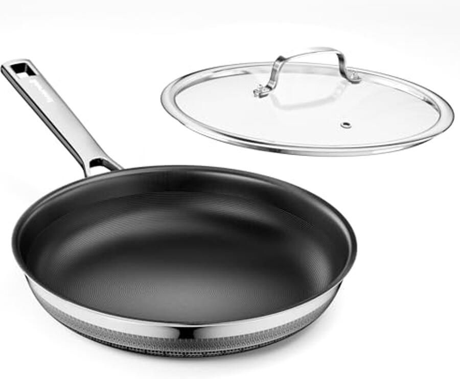 Keramische Braadpan 28 cm Inductiepan met Deksel Antiaanbaklaag Ovenbestendig