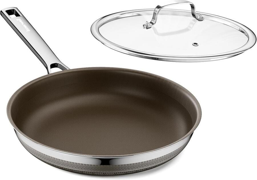 Keramische Braadpan 28 cm met Deksel Inductiepan Roestvrij staal Ovenbestendig
