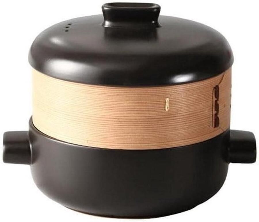 Keramische Braadpan Aarden Pot Stoofpot Gezond Koken Goede Warmtebehoud 25 liter Zwart