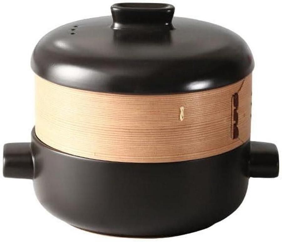 Keramische Braadpan Aarden Pot Stoofpot Gezond Koken Goede Warmtebehoud 25 liter Zwart