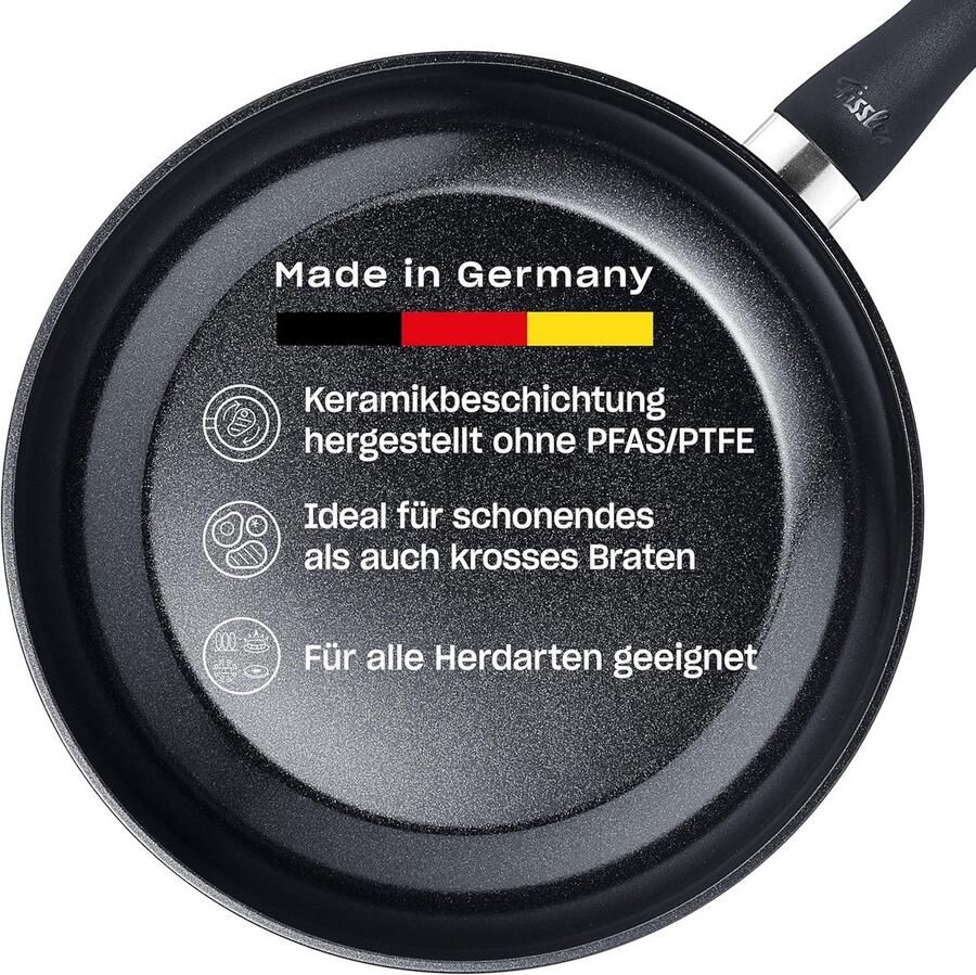 Keramische Braadpan Antiaanbak Pan Gezond Koken PFAS PTFE Vrij 24 cm Zwart