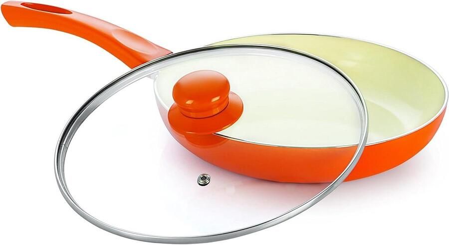 Keramische Braadpan Koekenpan Antiaanbak Gezond Koken Pfas Vrije Coating 24cm Oranje