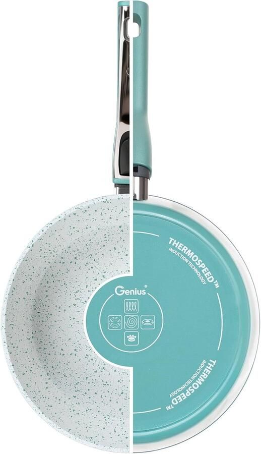 Keramische Braadpan Koekenpan Deeg Gezond Koken PFAS Vrij 28 cm Diameter Turquoise