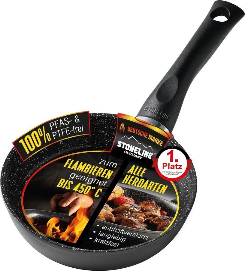 Keramische Braadpan Koekenpan Gezond Koken Krasbestendige Coating 16 cm Zwart