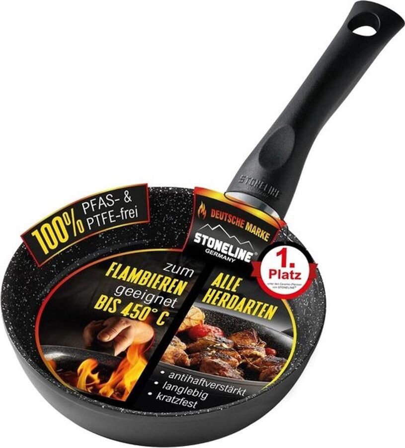 Keramische braadpan Koekenpan Voor gezond koken Met krasbestendige coating 16 cm Zwart