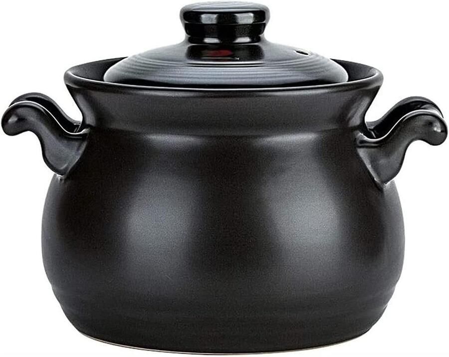 Keramische Braadpan Soeppan Kookpot Langzaam Koken Gelijkmatige Warmte 3 Liter Zwart
