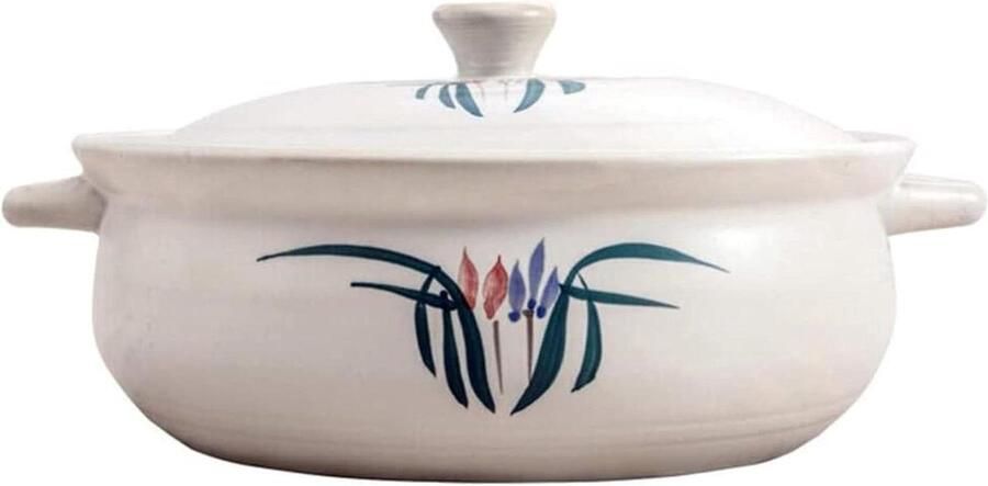 Keramische Braadpan Stoofpot Kookpot Langzaam Koken Gelijkmatige Verwarming 55 liter Wit