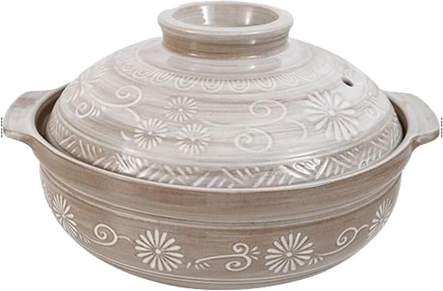 Keramische Braadpan Stoofpot Pot Langzaam Koken Open Vuur Geschikt 1.0 Liter Wit