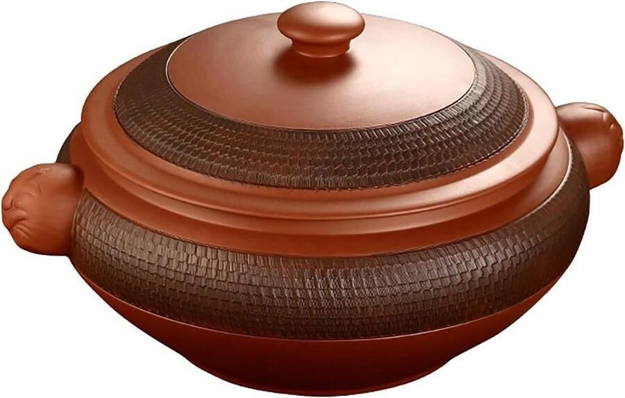 Keramische Braadpan Stoompot Ovenschaal Gezond Koken Traditioneel Yunnan Design 900 ml Bruin