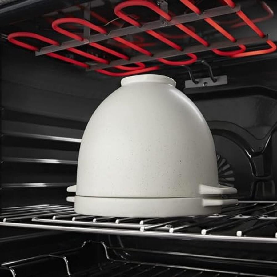 Keramische Broodbakkom met Deksel voor Keukenmachine Grijs Spikkel