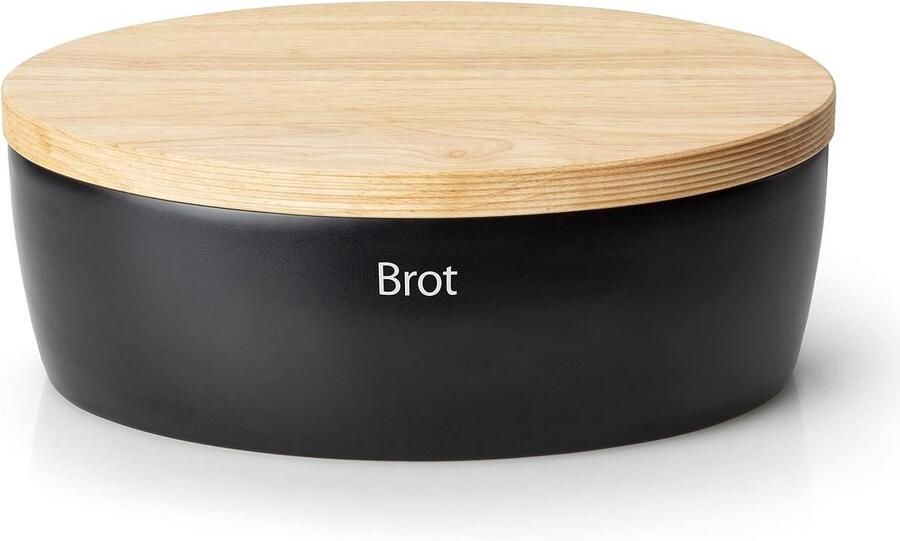 Keramische Broodtrommel Zwart met Luchtgaten Houdt Brood Langer Vers