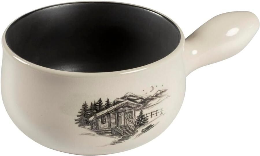 Keramische Caquelon Fondue Pan Gezellige Avonden Handgemaakt Natuur 1.6 Liter Natuurlijk