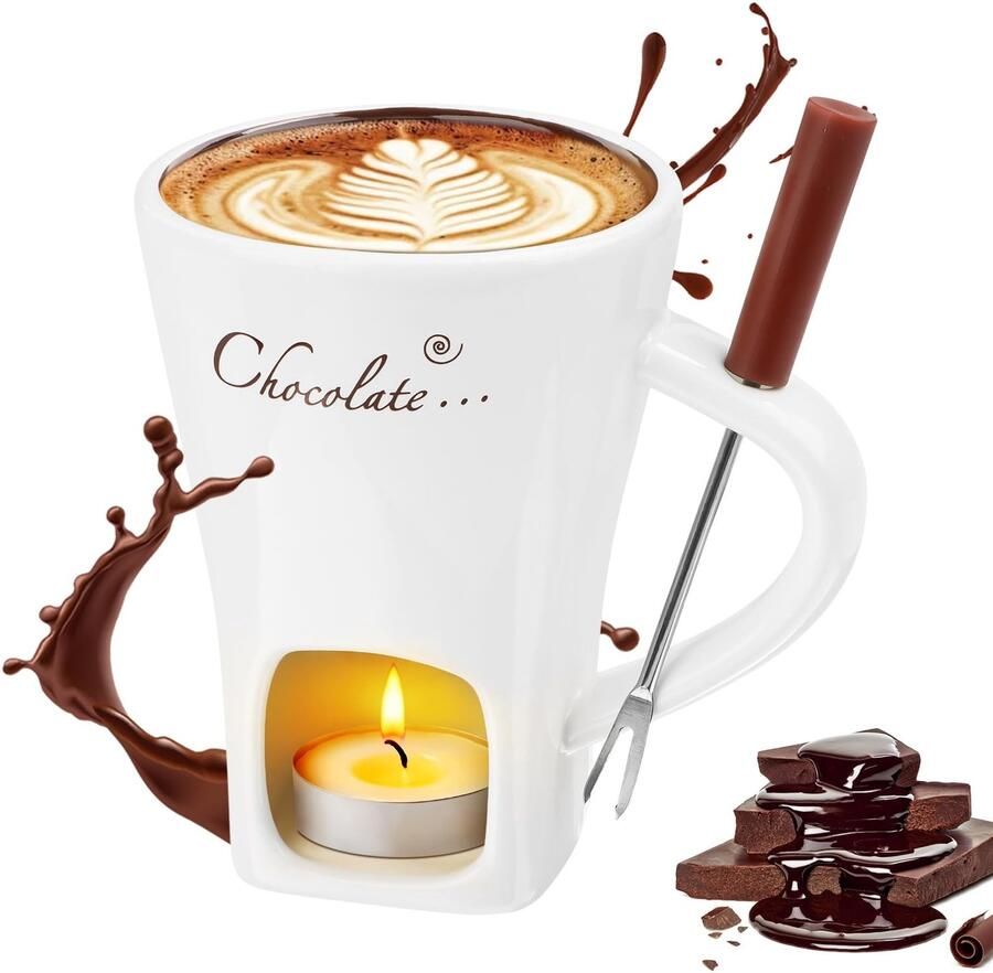Keramische Chocolade Fondue Mok met Set