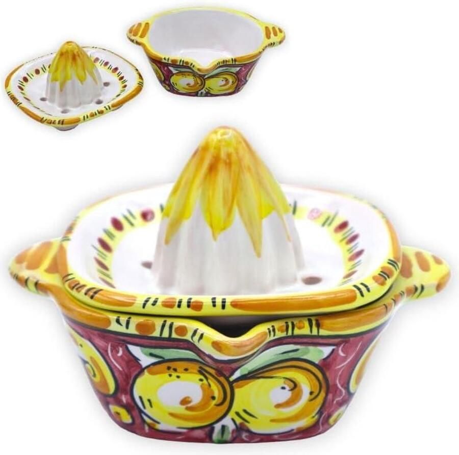 Keramische Citruspers Citrusknijper Sapcentrifuge Vers Sap Maken Handgemaakt Decoratief 13 x 9 cm Bordeaux
