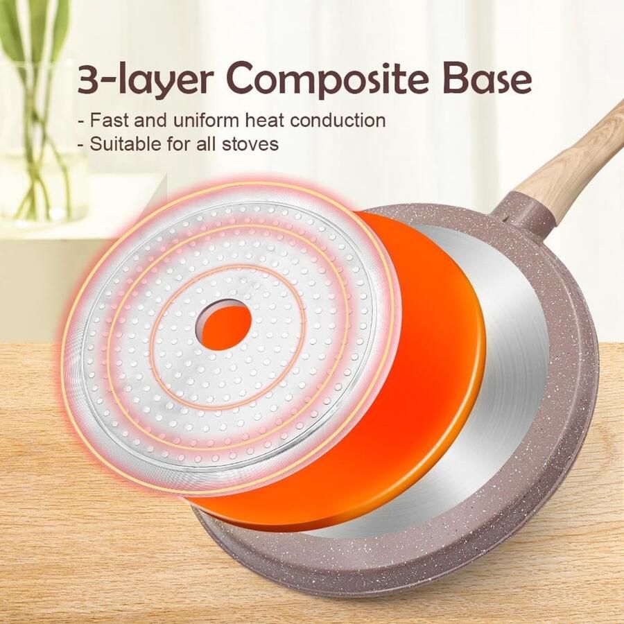 Keramische Crêp Pan 25 cm met Afneembaar Handvat Ideaal voor Pannenkoeken en Dosa - Foto 2
