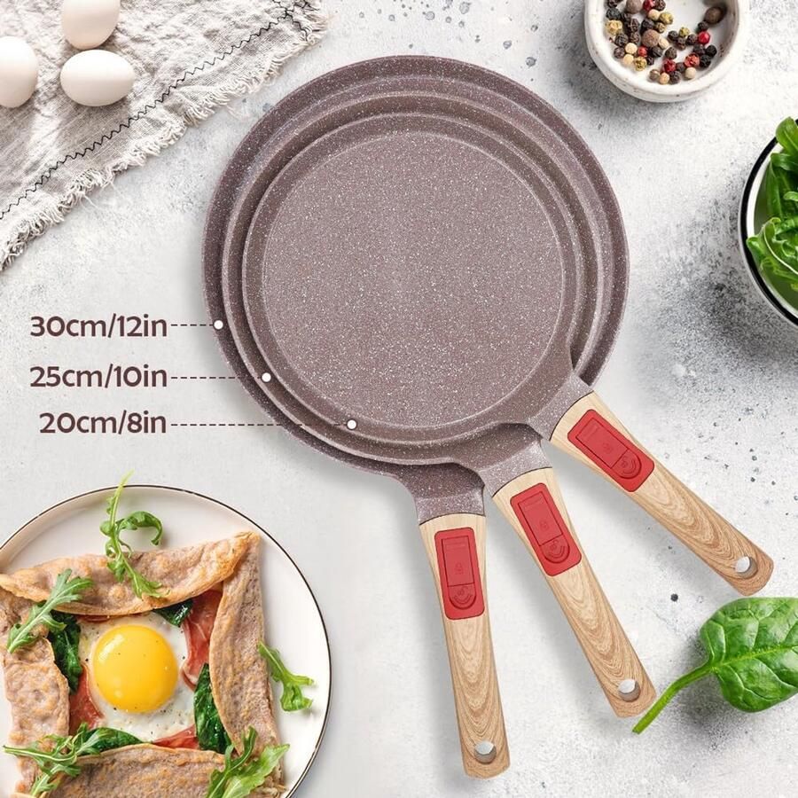 Keramische Crêp Pan 25 cm met Afneembaar Handvat Ideaal voor Pannenkoeken en Dosa - Foto 3