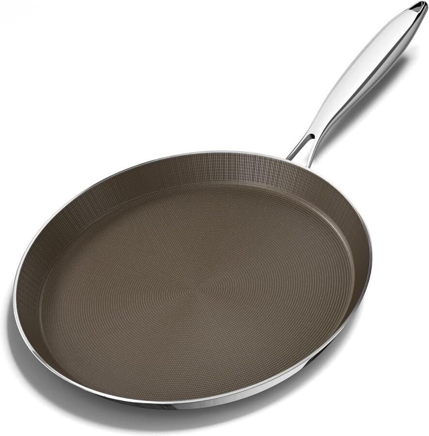 Keramische koekenpan Antiaanbakpan omlet Pannenkoeken bakken Titanium keramische coating 26 cm Bruin