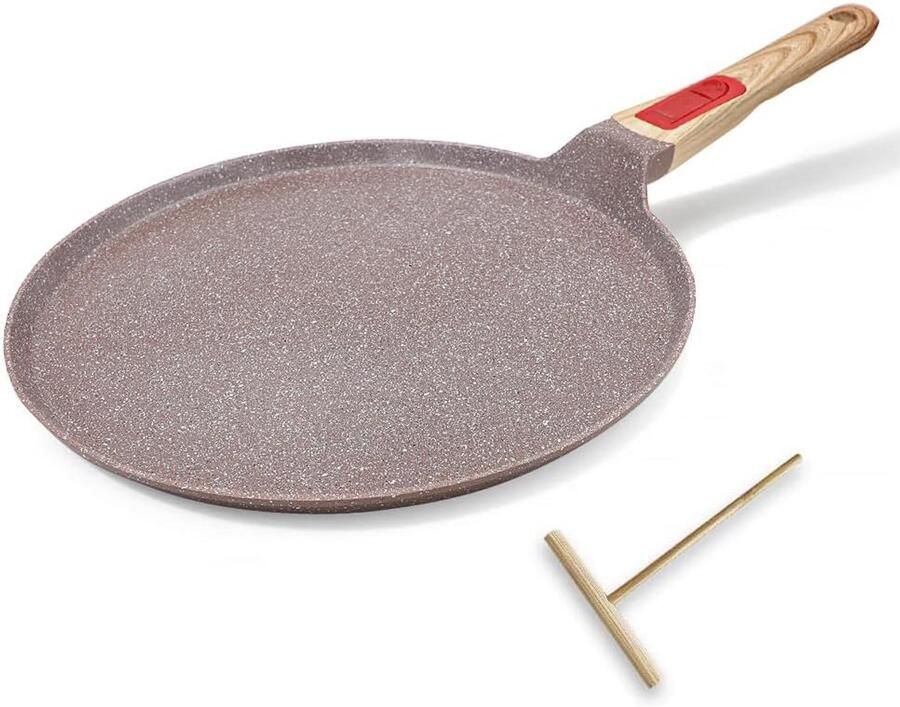 Keramische Crêpe Pan 30 cm met Afneembaar Handvat Bruin