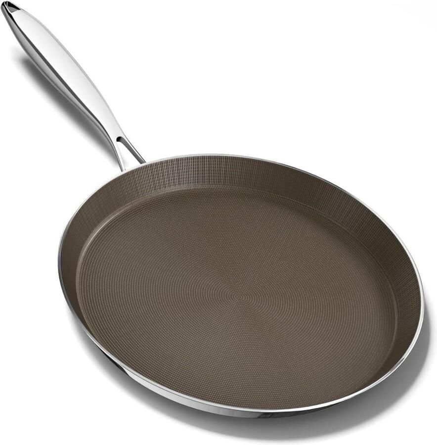 Keramische Crêpepan Pannenkoekenpan Omeletpan Pannenkoeken Bakken Titanium Antiaanbaklaag 26 cm Bruin